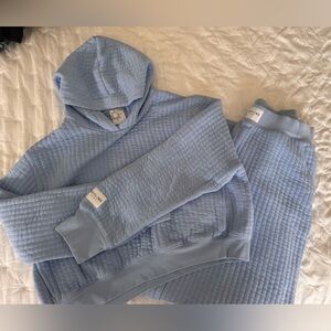 Aerie Light Blue Quilted Hoodie and Joggers Set